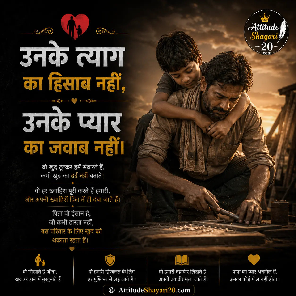 Best Father's Shayari in Hindi | papa ke liye do line shayari