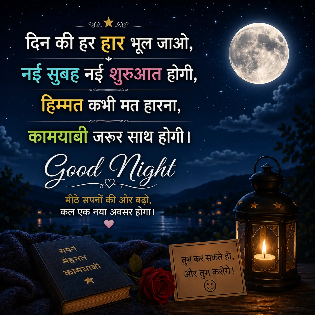 motivational good night shayari